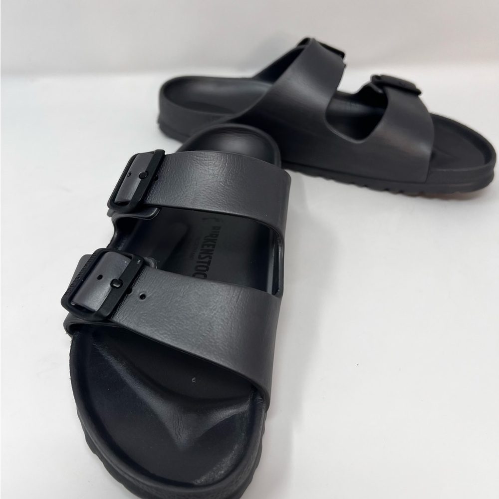 Birkenstock Unisex Arizona Eva Sandals Silver Off Black Dark Gray Color Size 39 - Picture 3 of 12
